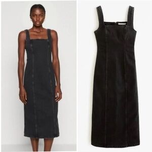 Abercrombie and Fitch Sz XS Denim Column Midi Dress Black Gray